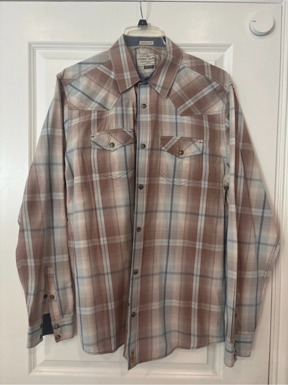 Cody James Men's Brown Plaid Western Shirt long sleeve pearl snap.